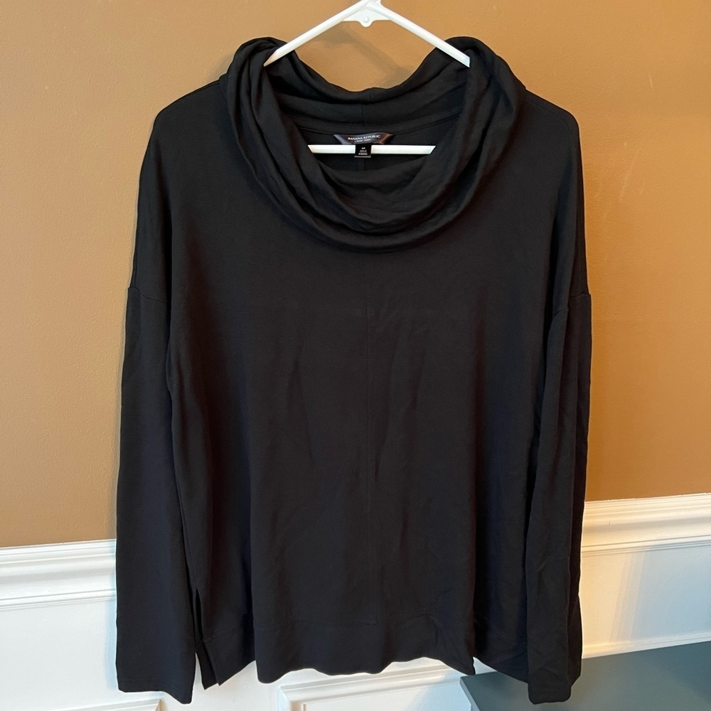 Banana Republic Black Baby Terry Cowl Neck Top Size M Minimalist Casual